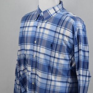 Ralph Lauren Mens Classic Fit Blue Plaid XXL LSS